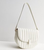 New Look Cream Leather-Look Quilted Saddle Cross Body Bag